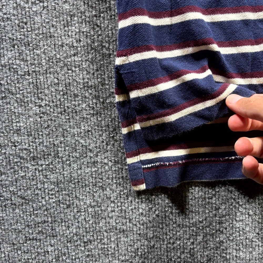 Vintage Polo Ralph Lauren Shirt Men's Large Blue Striped Knit Cotton Pony Logo - Picture 4 of 13